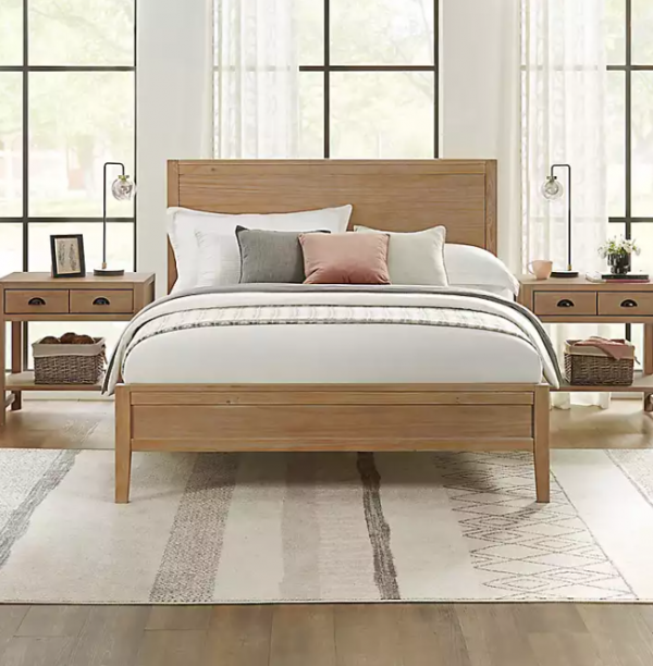 Tempat Tidur dengan Kerangka Kayu Alam